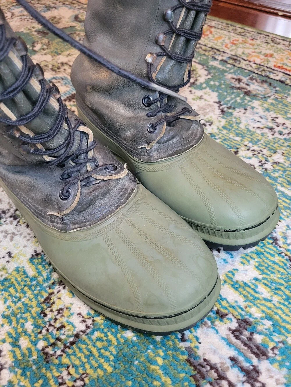 Vintage Sorel Olive Green Tall Heavy Duty Winter Pac Boots, Size Mens 11